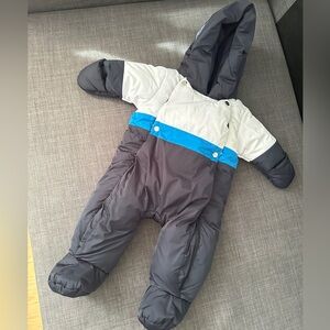 Jacadi Paris baby snowsuit navy blue white Sz 6M length 23” Mint Condition